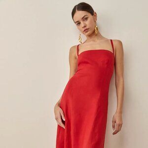 Reformation Rai Linen Dress Cherry Size 6 BNWT